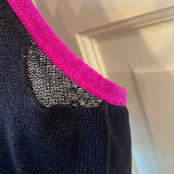 L New Balance Racerback Adj Straps Sports Bra Grey Magenta NB Racerback Top Pink - Picture 10 of 11